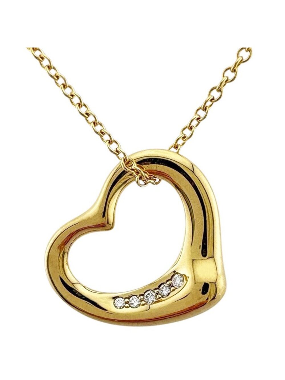 Tiffany & Co Open Heart Necklace 18k Yellow Gold Diamond